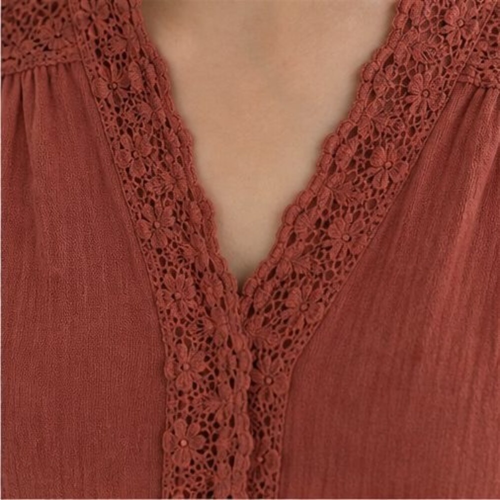 Rust Puff Sleeve Top - Picture 4 of 6